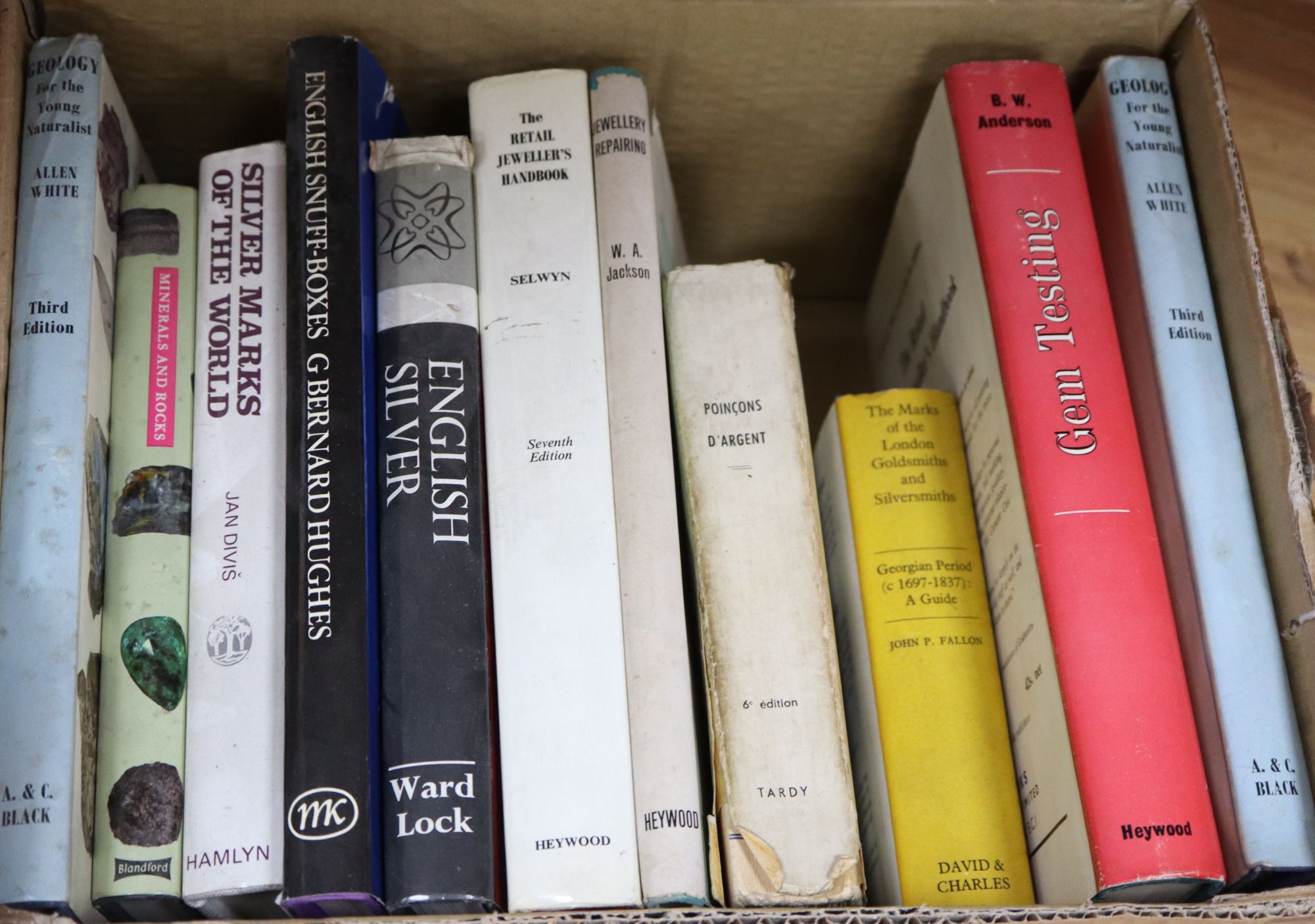 A quantity of collectors reference books, jewellery, silver and gemstones